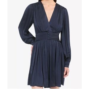 NWT | THE Kooples Wrap-neck long-sleeve buttoned woven mini dress | Sz 2